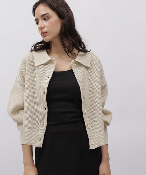 LAKOLE（ラコレ）の「ポロ襟ニットカーデ / 977354（カーディガン/ボレロ・レディース・モカ/ナチュラル/ワインレッド/ブラック・MEDIUM/SMALL）」の16枚目の写真