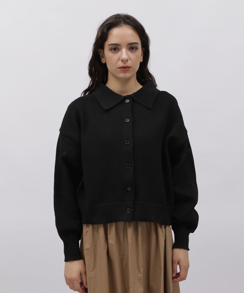 LAKOLE（ラコレ）の「ポロ襟ニットカーデ / 977354（カーディガン/ボレロ・レディース・モカ/ナチュラル/ワインレッド/ブラック・MEDIUM/SMALL）」の20枚目の写真