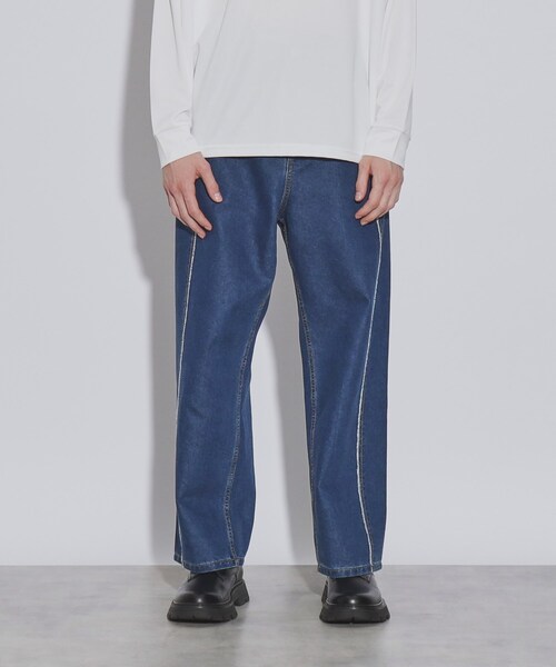 tk.TAKEO KIKUCHI（ティーケータケオキクチ）の「◆フリンジカットデニムパンツ（デニムパンツ・メンズ・チャコールグレー/ブルー・02/03）」の2枚目の写真