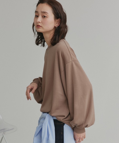 ad thie(アドティエ)の「裏毛 スウェット プルオーバー クルー(スウェット・レディース・イエロー/パープル/ライトグリーン/モカ/ライトグレー/チャコール/グレイッシュベージュ/アイボリー/オフホワイト・FREE)」の4枚目の写真