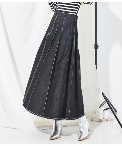 Settimissimo（セッティミッシモ）の「ボックスタックデニムスカート（デニムスカート・レディース・ブラック/インディゴブルー・FREE）」の4枚目の写真