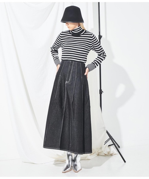 Settimissimo（セッティミッシモ）の「ボックスタックデニムスカート（デニムスカート・レディース・ブラック/インディゴブルー・FREE）」の5枚目の写真