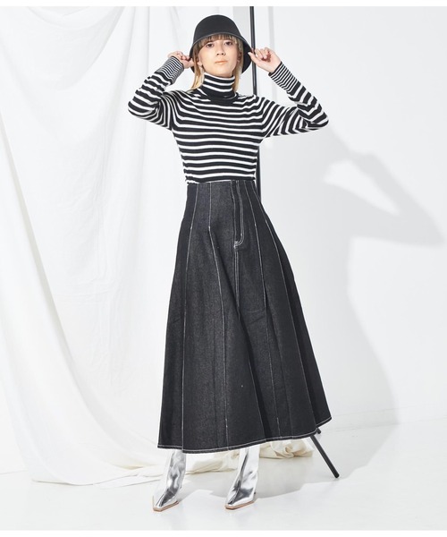 Settimissimo（セッティミッシモ）の「ボックスタックデニムスカート（デニムスカート・レディース・ブラック/インディゴブルー・FREE）」の6枚目の写真