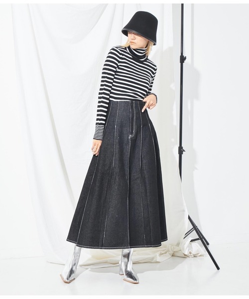 Settimissimo（セッティミッシモ）の「ボックスタックデニムスカート（デニムスカート・レディース・ブラック/インディゴブルー・FREE）」の7枚目の写真