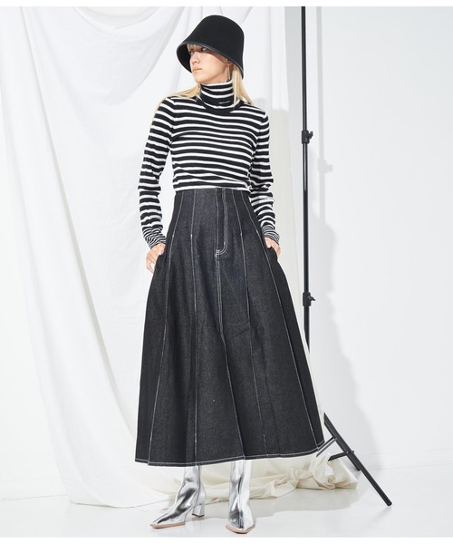 Settimissimo（セッティミッシモ）の「ボックスタックデニムスカート（デニムスカート・レディース・ブラック/インディゴブルー・FREE）」の9枚目の写真