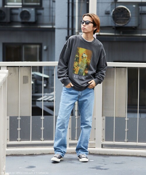LIFE（ライフ）の「LIFE/ライフ 別注 LIFE Kurt Cobain コラージュ クルーネックスウェット/ダメージ加工/ユーズド加工/ビックシルエット（スウェット・メンズ・アッシュグレー/スミクロ・SMALL/MEDIUM/LARGE）」の3枚目の写真