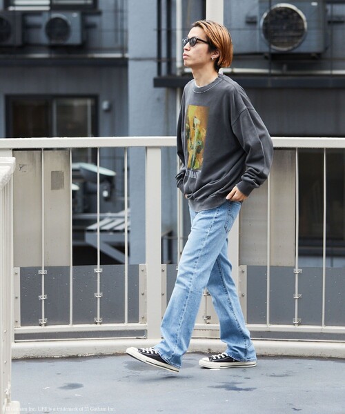 LIFE（ライフ）の「LIFE/ライフ 別注 LIFE Kurt Cobain コラージュ クルーネックスウェット/ダメージ加工/ユーズド加工/ビックシルエット（スウェット・メンズ・アッシュグレー/スミクロ・SMALL/MEDIUM/LARGE）」の4枚目の写真