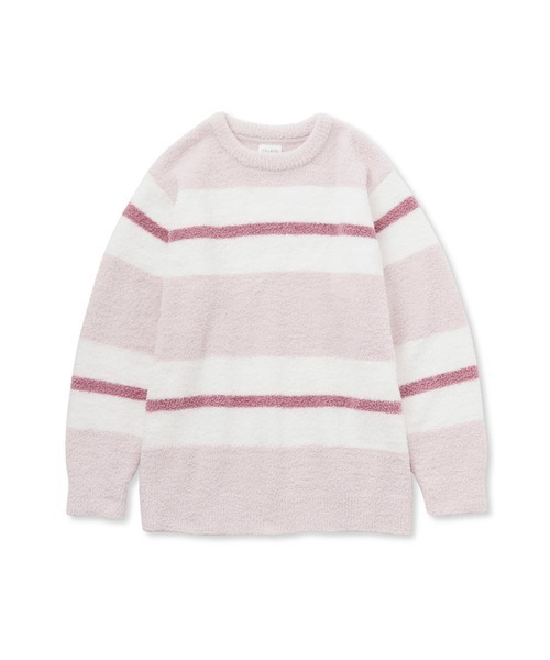【新品】ジェラートピケ　パウダーボーダープルオーバー　ピンク gelato pique（ジェラートピケ）の「パウダーボーダープルオーバー
