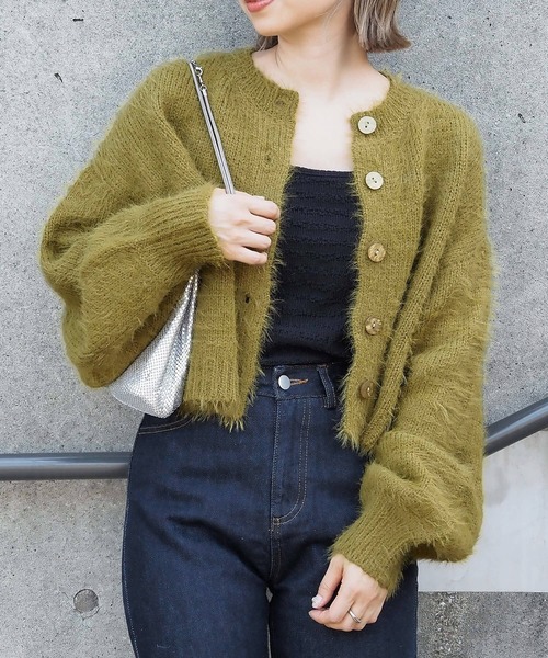 tiptop（ティップトップ）の「【選べる2タイプ】フェザーショート丈カーディガン（カーディガン/ボレロ・レディース・ブラック系その他/グリーン系その他/ブルー/ホワイト系その他/アイボリー/ブラック/ピンク系その他・FREE）」の5枚目の写真