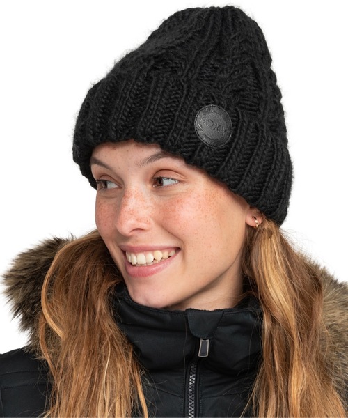 ROXY(ロキシー)の「TRAM BEANIE/ロキシーフリースライナー付きケーブルニットキャップ・ビーニー(ニットキャップ/ビーニー・レディース・ブラック/バーガンディー/ホワイト・FREE)」の3枚目の写真
