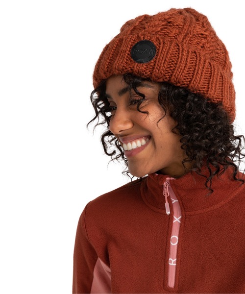 ROXY(ロキシー)の「TRAM BEANIE/ロキシーフリースライナー付きケーブルニットキャップ・ビーニー(ニットキャップ/ビーニー・レディース・ブラック/バーガンディー/ホワイト・FREE)」の9枚目の写真