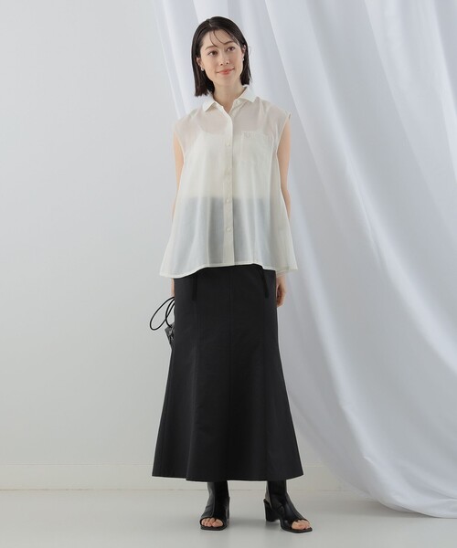 Ray BEAMS（レイビームス）の「Ray BEAMS / シャーリング ベルト スカート（スカート・レディース・ライトブルー/ブラック・0/1）」の3枚目の写真