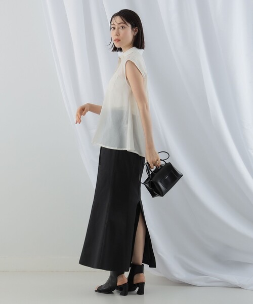 Ray BEAMS（レイビームス）の「Ray BEAMS / シャーリング ベルト スカート（スカート・レディース・ライトブルー/ブラック・0/1）」の6枚目の写真