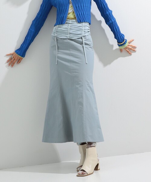 Ray BEAMS（レイビームス）の「Ray BEAMS / シャーリング ベルト スカート（スカート・レディース・ライトブルー/ブラック・0/1）」の14枚目の写真