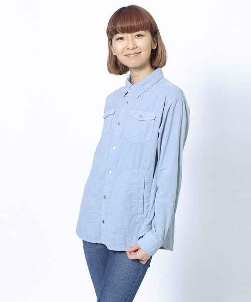 X-girl（エックスガール）の「CORDUROY EMBROIDERED SHIRT（シャツ/ブラウス・レディース・チャコールグレー/ベージュ/ライトブルー・1/2）」の7枚目の写真