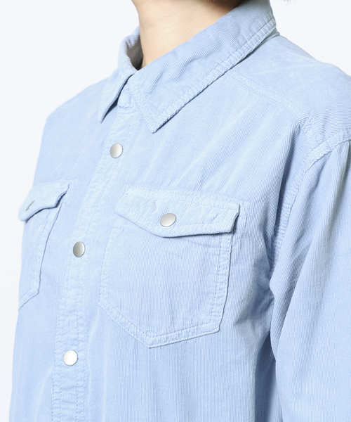 X-girl（エックスガール）の「CORDUROY EMBROIDERED SHIRT（シャツ/ブラウス・レディース・チャコールグレー/ベージュ/ライトブルー・1/2）」の10枚目の写真