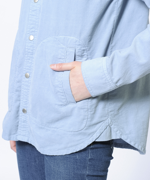 X-girl（エックスガール）の「CORDUROY EMBROIDERED SHIRT（シャツ/ブラウス・レディース・チャコールグレー/ベージュ/ライトブルー・1/2）」の11枚目の写真