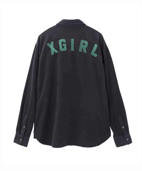 X-girl（エックスガール）の「CORDUROY EMBROIDERED SHIRT（シャツ/ブラウス・レディース・チャコールグレー/ベージュ/ライトブルー・1/2）」の6枚目の写真
