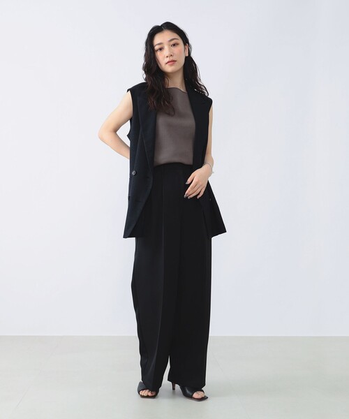 美品 デミルクス ビームス 2万円 ワイドパンツ センタープレスパンツ グレー Demi-Luxe BEAMS（デミルクス ビームス）【8/7再値下げ