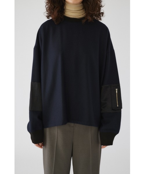 RIM.ARK（リムアーク）の「Combination melton square PO（スウェット・レディース・杢グレー/ダークネイビー/キャメル・FREE）」の3枚目の写真