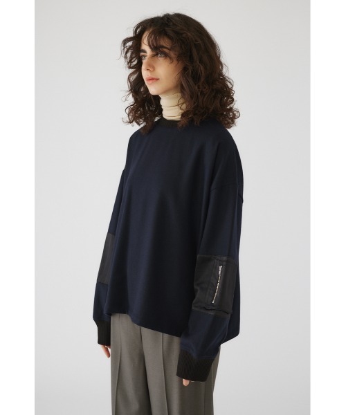 RIM.ARK（リムアーク）の「Combination melton square PO（スウェット・レディース・杢グレー/ダークネイビー/キャメル・FREE）」の5枚目の写真