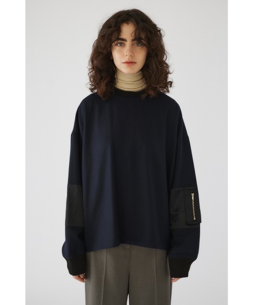 RIM.ARK（リムアーク）の「Combination melton square PO（スウェット・レディース・杢グレー/ダークネイビー/キャメル・FREE）」の6枚目の写真