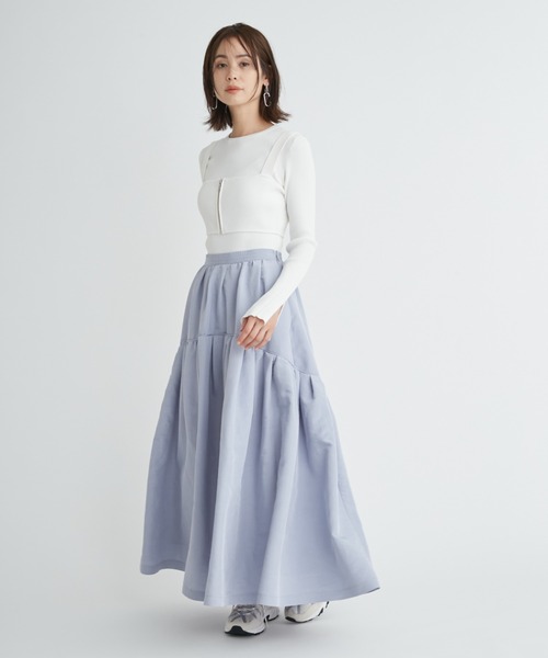 emmi(エミ)の「【emmi atelier】LENZING(TM) ECOVERO(TM)ニットビスチェ(ニット/セーター・レディース・ホワイト/グレー・FREE)」の8枚目の写真