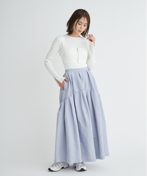emmi(エミ)の「【emmi atelier】LENZING(TM) ECOVERO(TM)ニットビスチェ(ニット/セーター・レディース・ホワイト/グレー・FREE)」の7枚目の写真