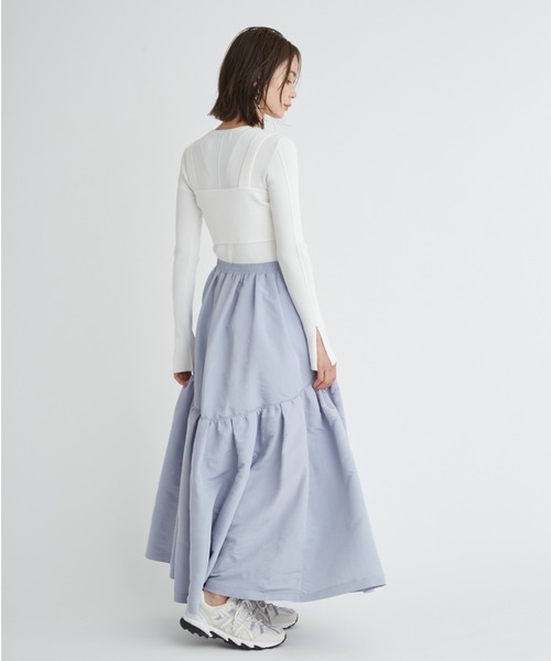 emmi(エミ)の「【emmi atelier】LENZING(TM) ECOVERO(TM)ニットビスチェ(ニット/セーター・レディース・ホワイト/グレー・FREE)」の10枚目の写真