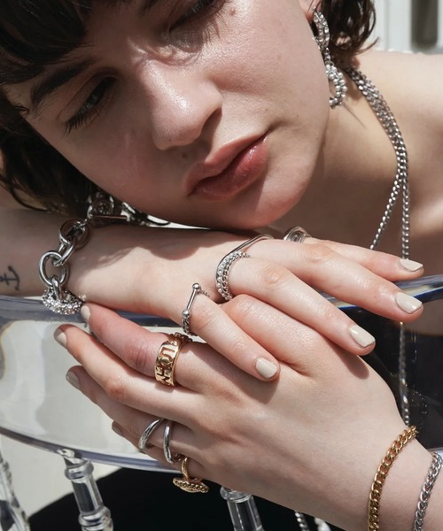 LOHME/ローム】Pearl Chain Double Finger Ring/パールチェーン