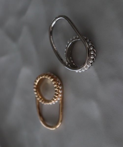 mimi❣️フィンガードレスリングパヴェ13 LOHME/ローム】Pearl Chain Double Finger Ring/パールチェーン