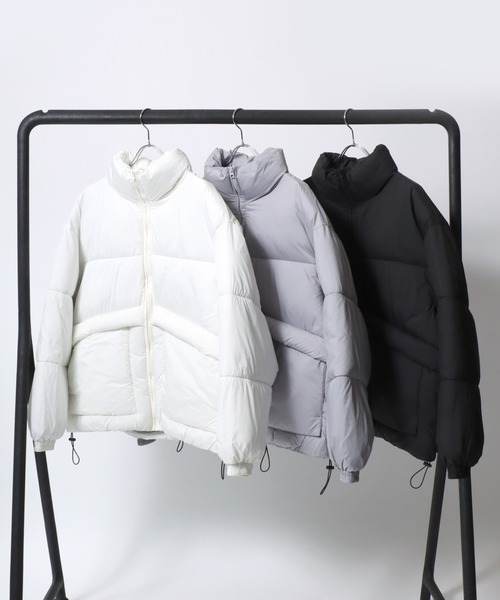 Salong hameu（サロン ハミュー）の「スタンドネック フェイクダウンジャケット メンズ レディース/中綿パデットジャケット/ショートペディン（ダウンジャケット/コート・メンズ・ライトグレー/ブラック/オフホワイト・LL/L/M）」の5枚目の写真