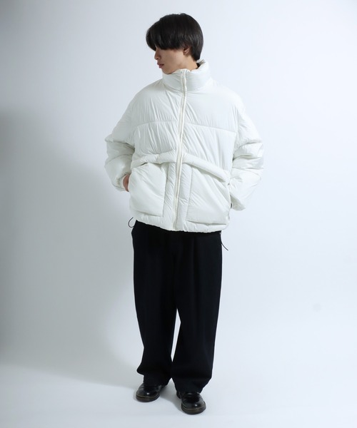 Salong hameu（サロン ハミュー）の「スタンドネック フェイクダウンジャケット メンズ レディース/中綿パデットジャケット/ショートペディン（ダウンジャケット/コート・メンズ・ライトグレー/ブラック/オフホワイト・LL/L/M）」の22枚目の写真