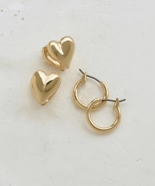 GOLDY(ゴールディ)の「【GOLDY】ハート & ミニマル ライン 2ペア ピアス / 1220903※(ピアス(両耳用)・レディース・マルチ/ゴールド/シルバー・FREE)」の3枚目の写真