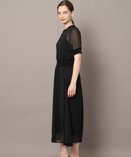 DRESSTERIOR（ドレステリア）の「◆【洗える／スタイルアップ】ドットカットジャカードハーフスリーブワンピース（ワンピース・レディース・ライトベージュ/ブラック・36/34/38）」の17枚目の写真