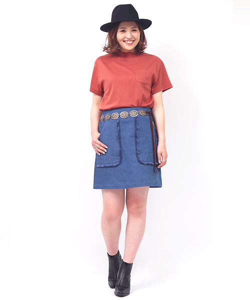 mystic（ミスティック）の「ハイネックポケットTシャツ（Tシャツ/カットソー・レディース・オフホワイト/オレンジ/ブラック・ﾌﾘ-）」の13枚目の写真