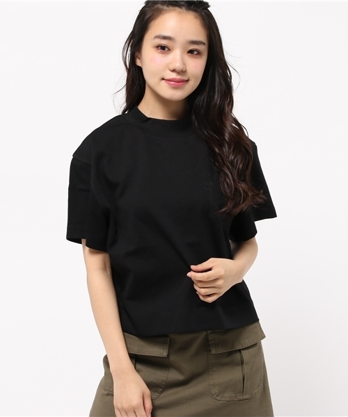 mystic（ミスティック）の「ハイネックポケットTシャツ（Tシャツ/カットソー・レディース・オフホワイト/オレンジ/ブラック・ﾌﾘ-）」の2枚目の写真