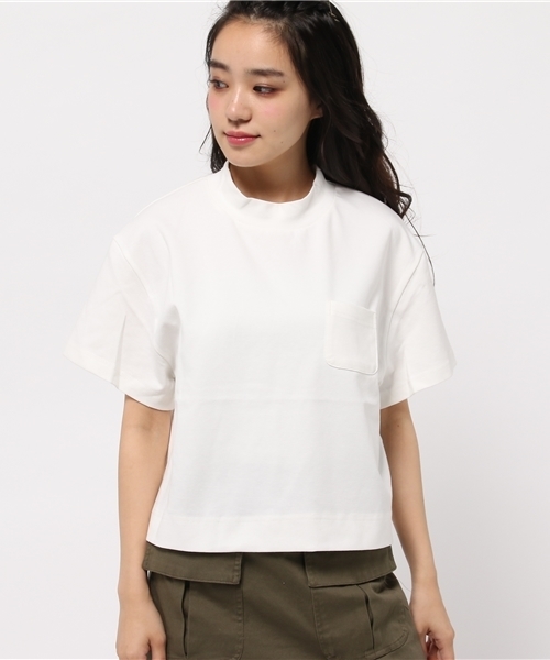 mystic（ミスティック）の「ハイネックポケットTシャツ（Tシャツ/カットソー・レディース・オフホワイト/オレンジ/ブラック・ﾌﾘ-）」の4枚目の写真