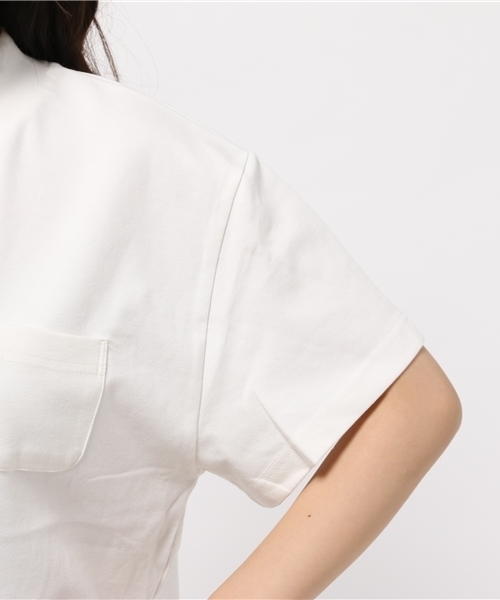 mystic（ミスティック）の「ハイネックポケットTシャツ（Tシャツ/カットソー・レディース・オフホワイト/オレンジ/ブラック・ﾌﾘ-）」の8枚目の写真