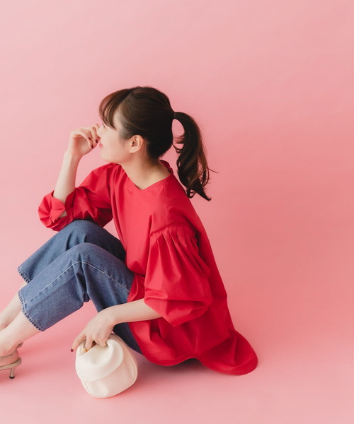 URBAN RESEARCH ROSSO WOMEN（アーバンリサーチ　ロッソ）の「タックスリーブフォルムブラウス（シャツ/ブラウス・レディース・ホワイト/ピンク・FREE）」の16枚目の写真