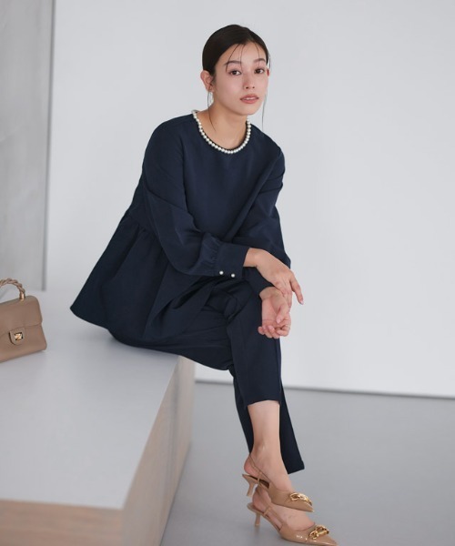 Lajour｜ビジューネック ペプラムフレアセットアップ | Rakuten