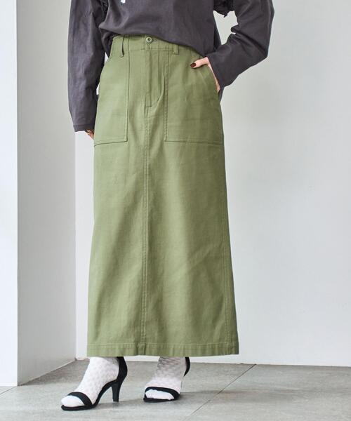 coen(コーエン)の「コンフォートバックサテンベイカースカート(WEB限定サイズ)(スカート・レディース・オリーブ/オフホワイト/ダークグレー・L/M/S/XL)」の3枚目の写真
