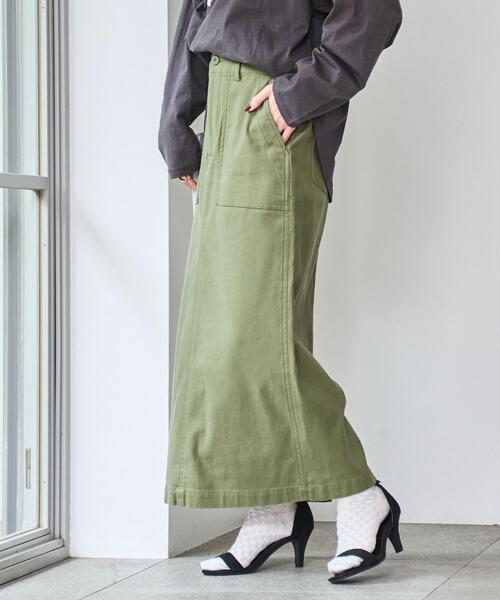 coen(コーエン)の「コンフォートバックサテンベイカースカート(WEB限定サイズ)(スカート・レディース・オリーブ/オフホワイト/ダークグレー・L/M/S/XL)」の5枚目の写真