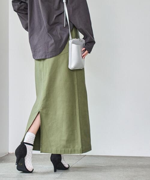coen(コーエン)の「コンフォートバックサテンベイカースカート(WEB限定サイズ)(スカート・レディース・オリーブ/オフホワイト/ダークグレー・L/M/S/XL)」の6枚目の写真