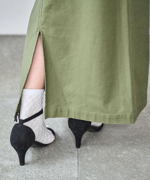 coen(コーエン)の「コンフォートバックサテンベイカースカート(WEB限定サイズ)(スカート・レディース・オリーブ/オフホワイト/ダークグレー・L/M/S/XL)」の7枚目の写真