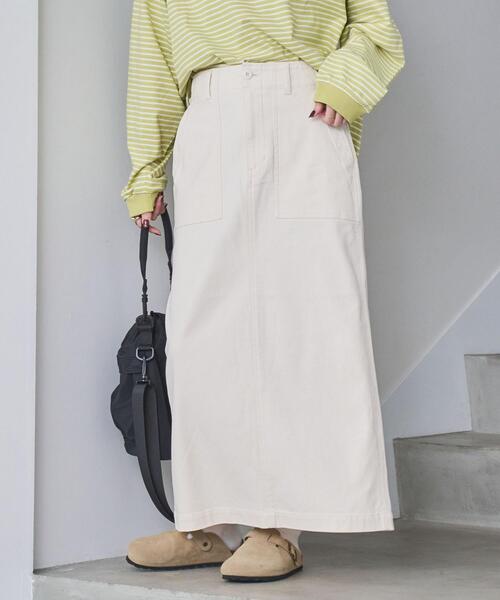 coen(コーエン)の「コンフォートバックサテンベイカースカート(WEB限定サイズ)(スカート・レディース・オリーブ/オフホワイト/ダークグレー・L/M/S/XL)」の17枚目の写真