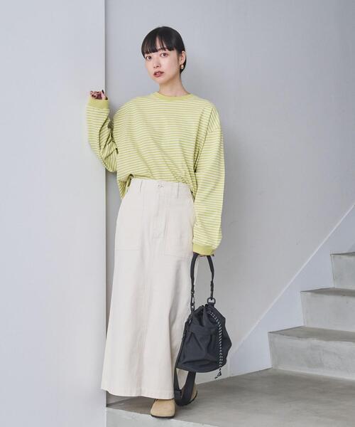 coen(コーエン)の「コンフォートバックサテンベイカースカート(WEB限定サイズ)(スカート・レディース・オリーブ/オフホワイト/ダークグレー・L/M/S/XL)」の21枚目の写真