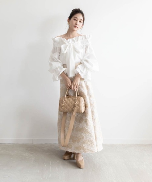 RANDA（ランダ）の「マルチウェイシャーリングブラウス（シャツ/ブラウス・レディース・ミント/ホワイト/ベージュ/ネイビー・FREE）」の14枚目の写真