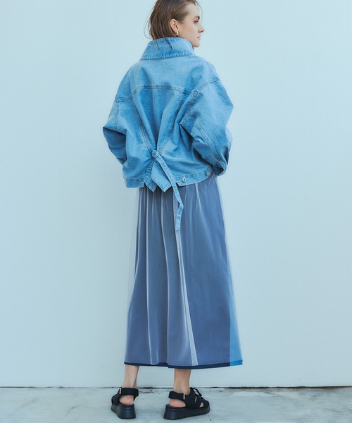 Editt by YECCA VECCA（エディットバイイェッカヴェッカ）の「異素材MIXデニムスカート（スカート・レディース・インディゴブルー/ライトインディゴブルー・FREE）」の19枚目の写真