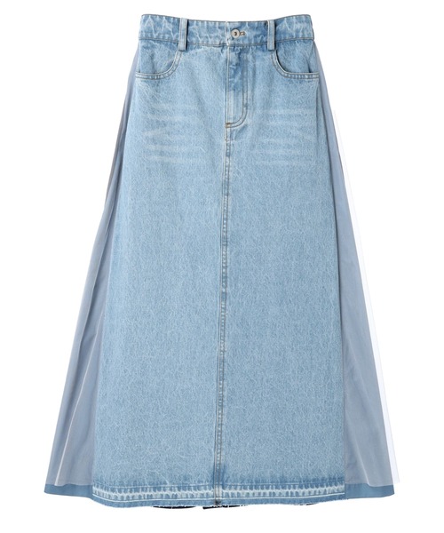 Editt by YECCA VECCA（エディットバイイェッカヴェッカ）の「異素材MIXデニムスカート（スカート・レディース・インディゴブルー/ライトインディゴブルー・FREE）」の15枚目の写真
